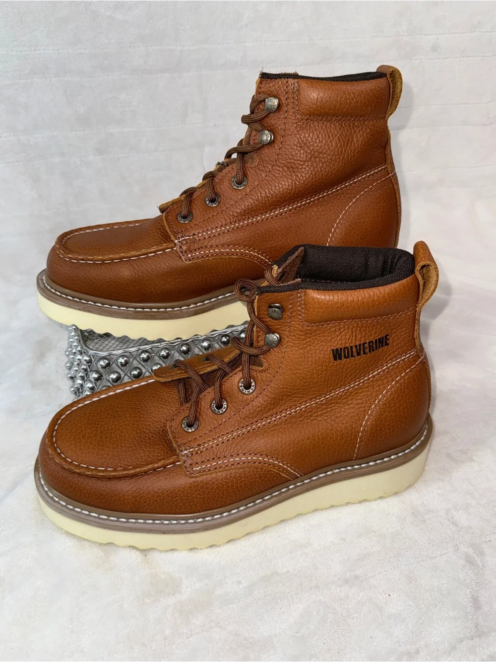 Men's Brown Leather 6” Work Boots - Size 7.5 women’s 8.5